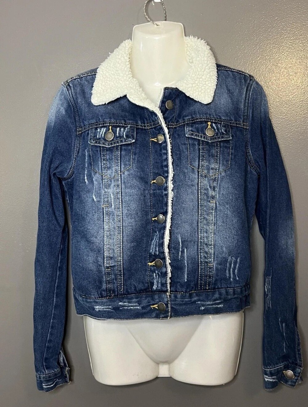 Reserve Fairfax Jacket Womens Small Sherpa Lined Denim Trucker Shearling Collar